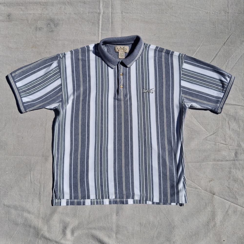 Vintage 90's IZOD Striped Golf Polo 1/4-Button - Men's Medium